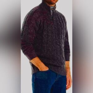 “Weatherproof Vintage” NWT Marled Black Cable Knit Mock Neck Sweater
Size XL